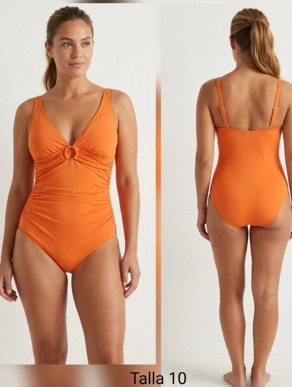 Michael Kors Orange One-Piece Swimsuit with Front Ring Accent